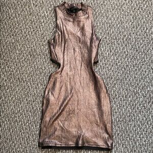 Topshop Metallic Copper Mini Dress